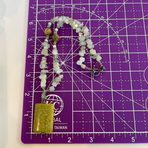 Green Aventurine Stone & Brown Jasper Beaded Pendant Necklace Luck & Prosperity - Picture 2 of 6